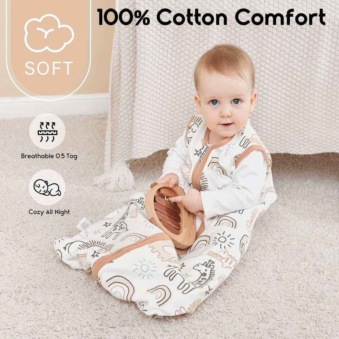 Yoofoss 3er Pack Schlafsack Baby Sommer 100% Baumwolle 0.5 Tog Sommerschlafsack Atmungsaktiv Babysch