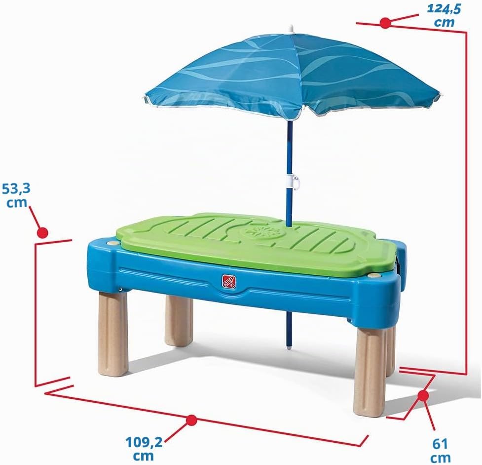 Step2 Cascading Cove Sand & Wassertisch mit Sonnenschirm | Wasserspieltisch für Kinder in Grün | Was