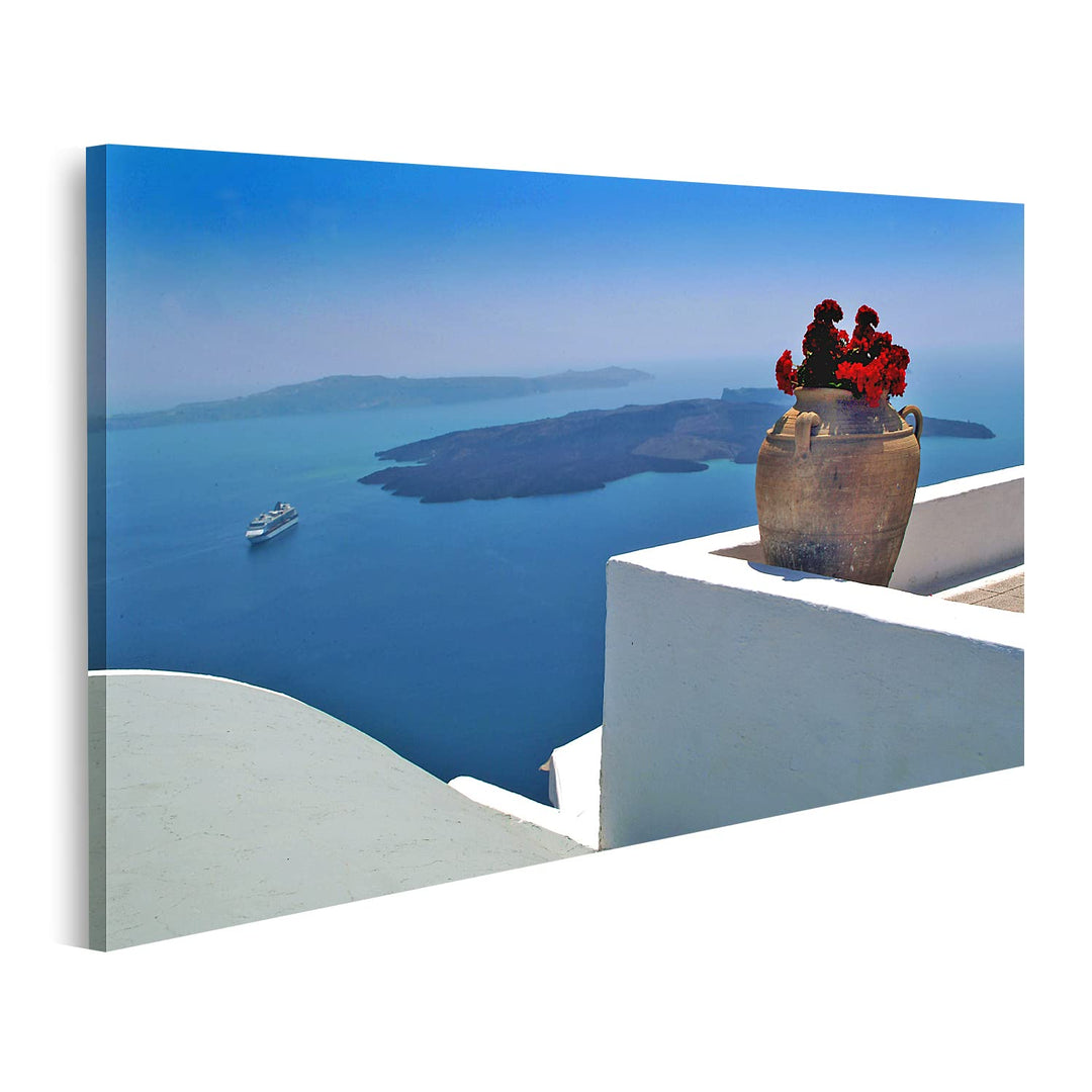 islandburner Bild auf Leinwand Santorini Griechenland Bilder Wandbilder Poster Leinwand 100x57cm, Le