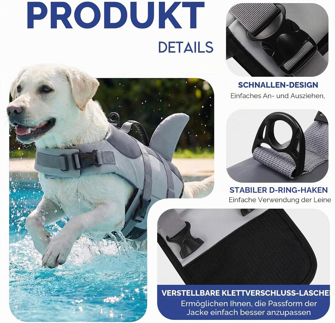 ASENKU Schwimmweste Hund, Hunde Rettungsweste zum Schwimmen, Bootfahren, Hunde Hai Schwimmwesten, Hu