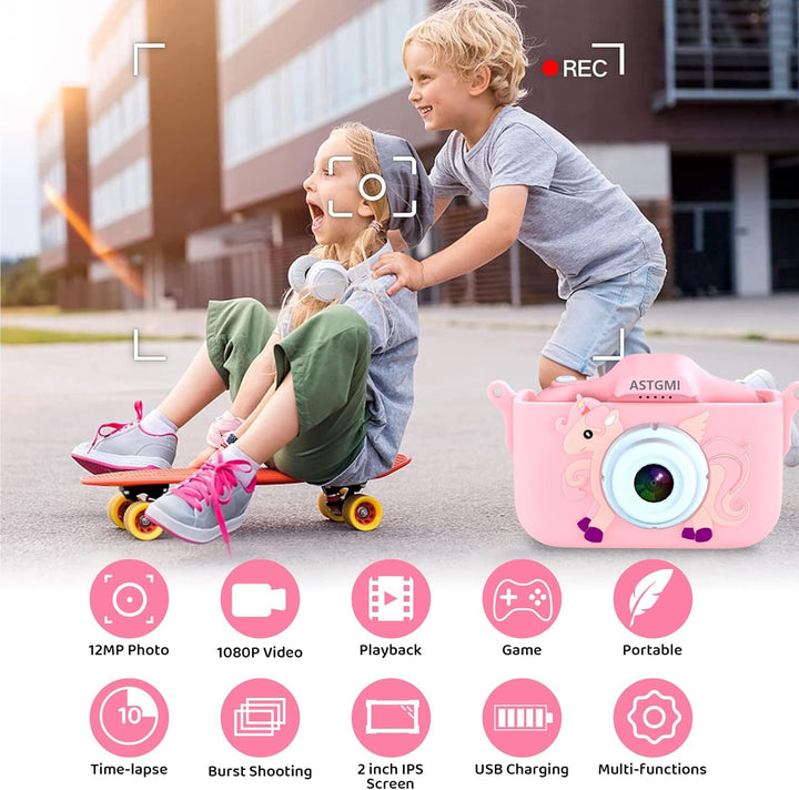 ASTGMI Kinderkamera 2,0 Zoll Kinder Digitalkamera, Minikamera Kinder wiederaufladbar Camcorder Gesch