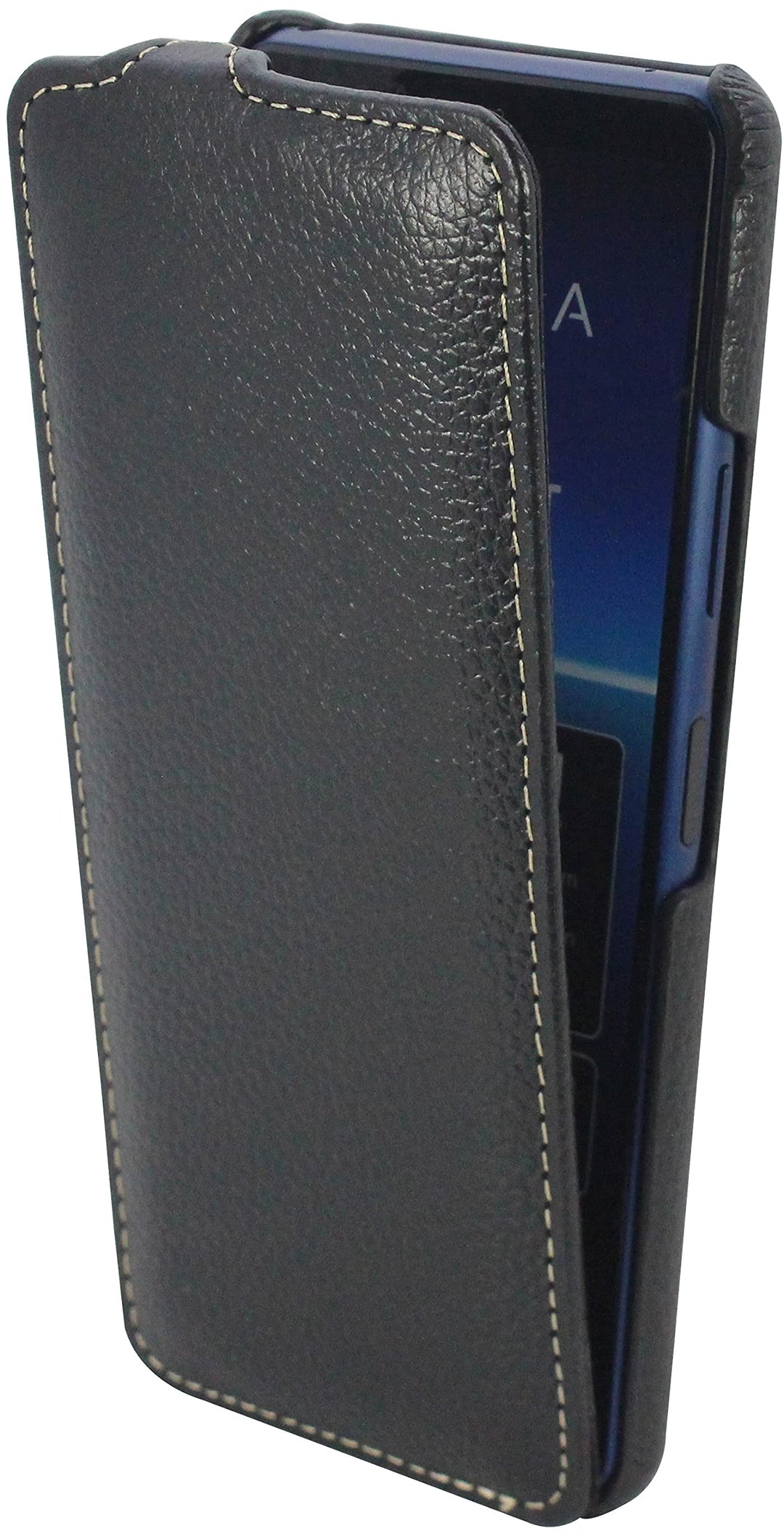 STILGUT UltraSlim kompatibel mit Sony Xperia 10 II Hülle aus Leder - Xperia 10 II Flip Case, Klapphü