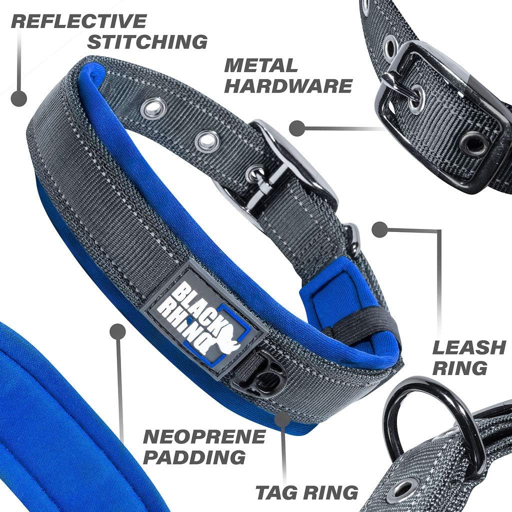 Black Rhino - Das Comfort Halsband Super Weiches Neopren Gepostertes Hundehalsband für alle Hunderas