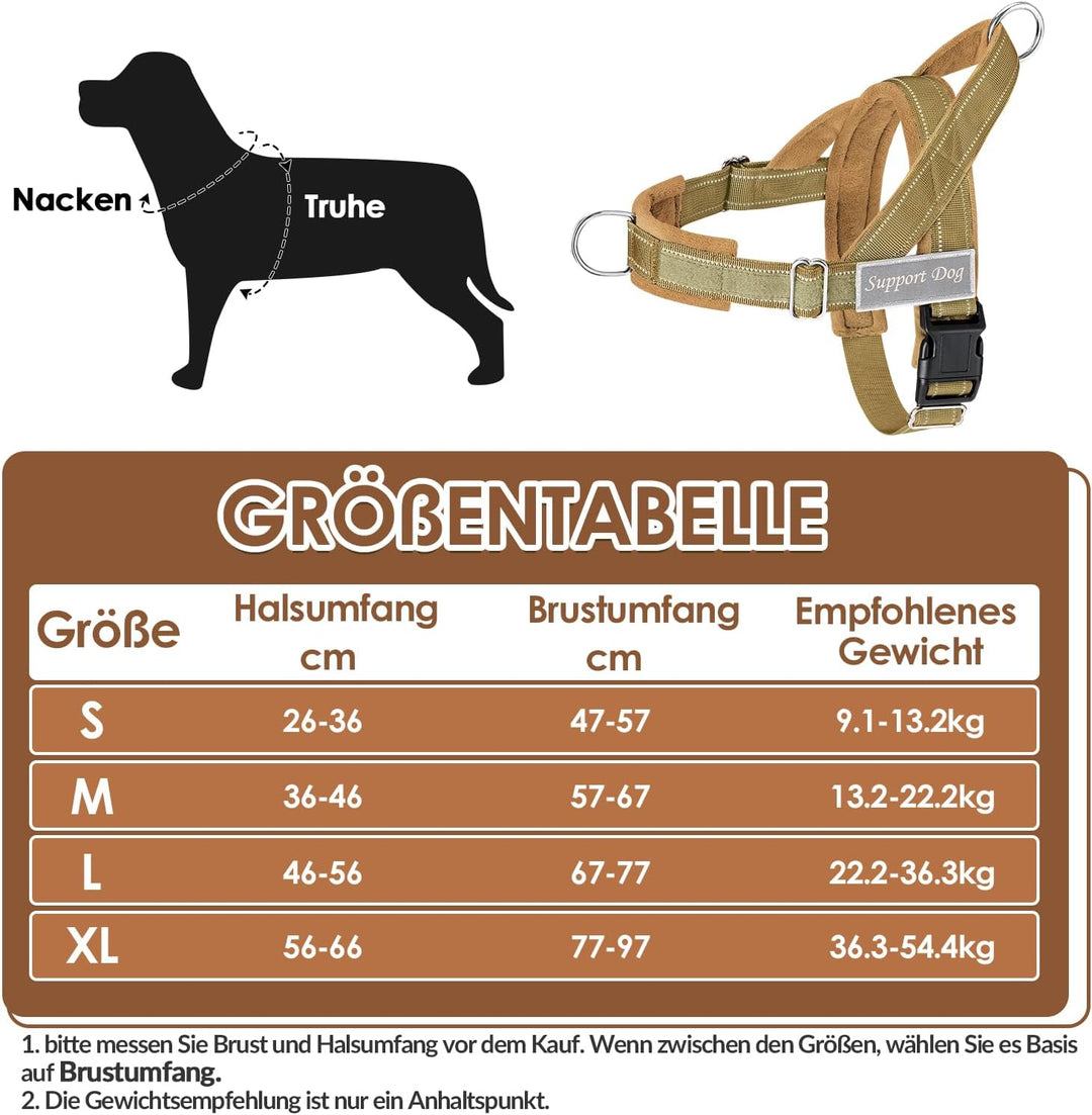Hundegeschirr mit Leine für grosse mittelgrosse Hunde, Weich gepolsterter Brustgeschirr mit 2 Leinen