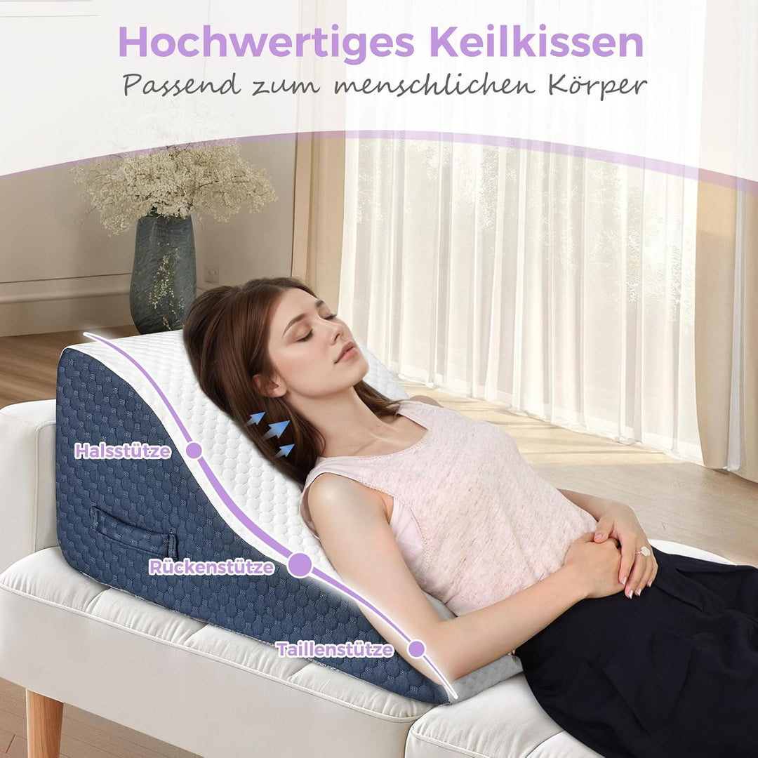 Babenest Kurvenform Keilkissen, Ergonomisches Orthopädisches Rückenkissen Hochdichter Schaumstoff Vi