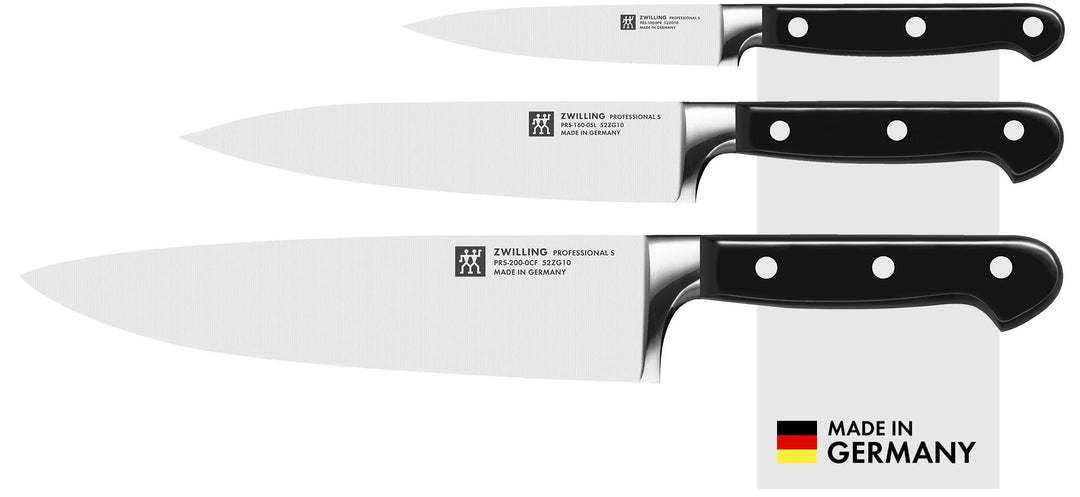 Zwilling 1002325 Messer-Set, 3-tlg., Spick-/Garniermesser, Fleischmesser, Kochmesser, Rostfreier Spe
