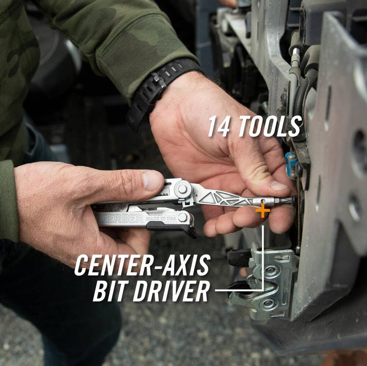 Gerber Multifunktionswerkzeug mit Leder-Scheide und Bit-Set, Center-Drive Plus, 30-001599, Center-Dr