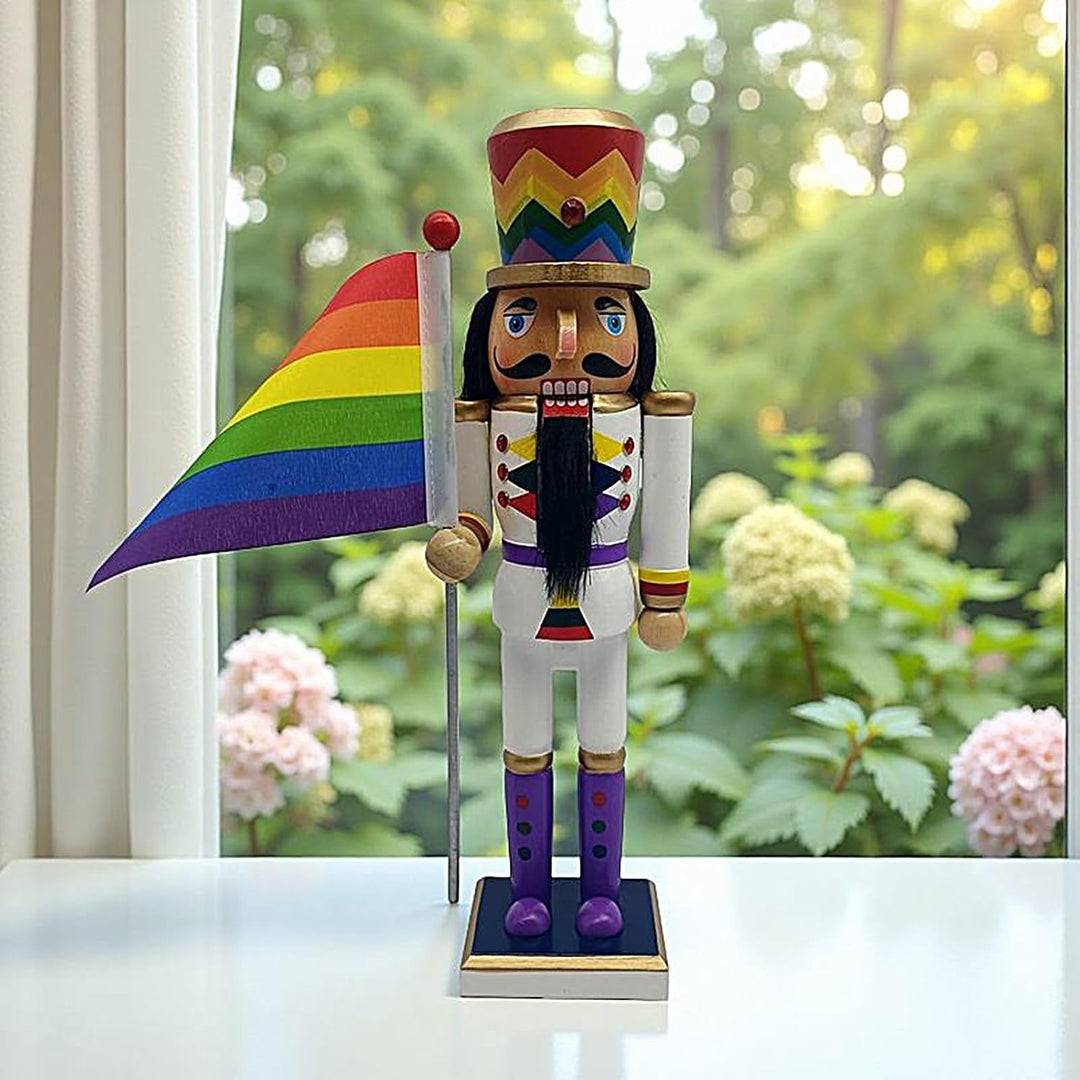 Nussknacker-Skulptur, hölzerne Weihnachts-Nussknacker-Figur, Saison-Szenen-Requisite mit Regenbogen-