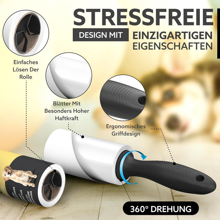 Tydi Haustier-Fusselroller – 1400 Blatt &amp; 2 Griffe – 100 Blatt pro Kleiderroller – Fusselroller für