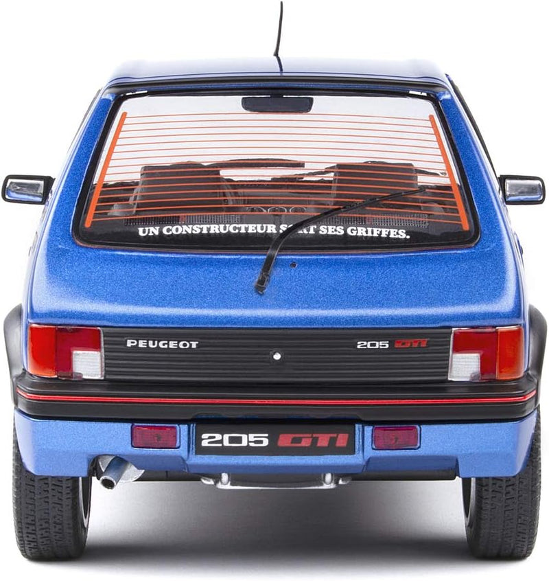 Solido 421186300 Peugeot 205 GTI, 1.9 L, MK1, 1988, Modellauto, Massstab 1:18, blau, Gelb/Rot/Schwar