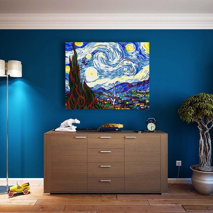 Artnapi Malen nach Zahlen Erwachsene mit Rahmen | DIY Handgemalt | Vincent van Gogh The Starry Night