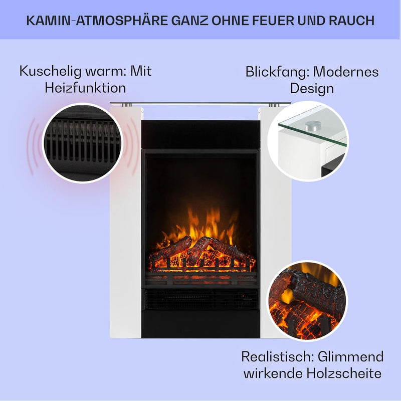 Klarstein Elektrokamin, Elektro Heizungen für Wohnzimmer & Innenräume, Elektrischer Kamin mit LED Fl