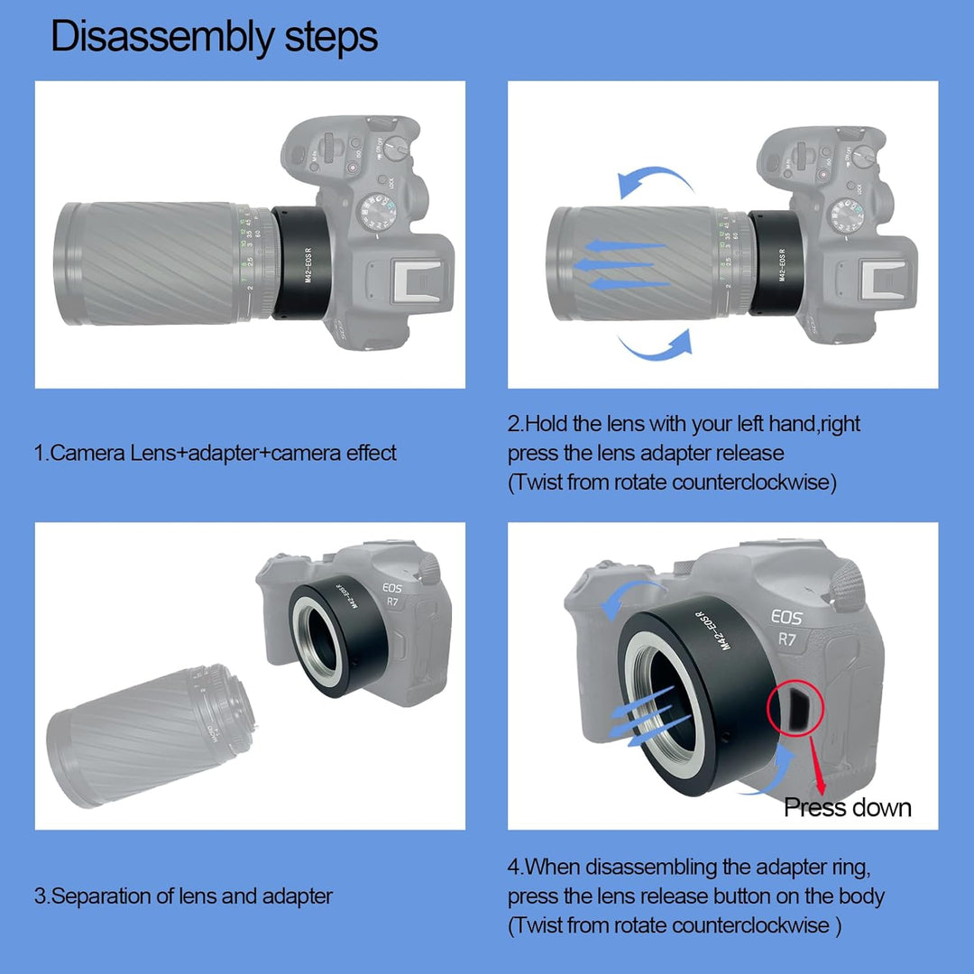 M42-EOS R Objektivadapter Adapterring auf M42 (42x1mm) Schraubbefestigung Objektiv Kompatibel für Ca