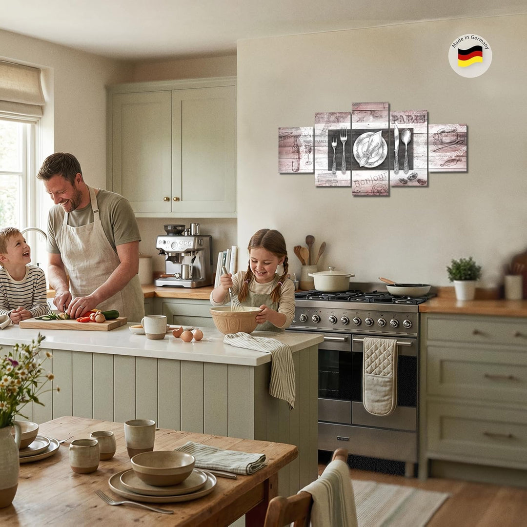 Runa Art Wandbilder Küche Abstrakt 5 Teilig Bild auf Vlies Leinwand Deko Esszimmer Küchenbilder Kaff