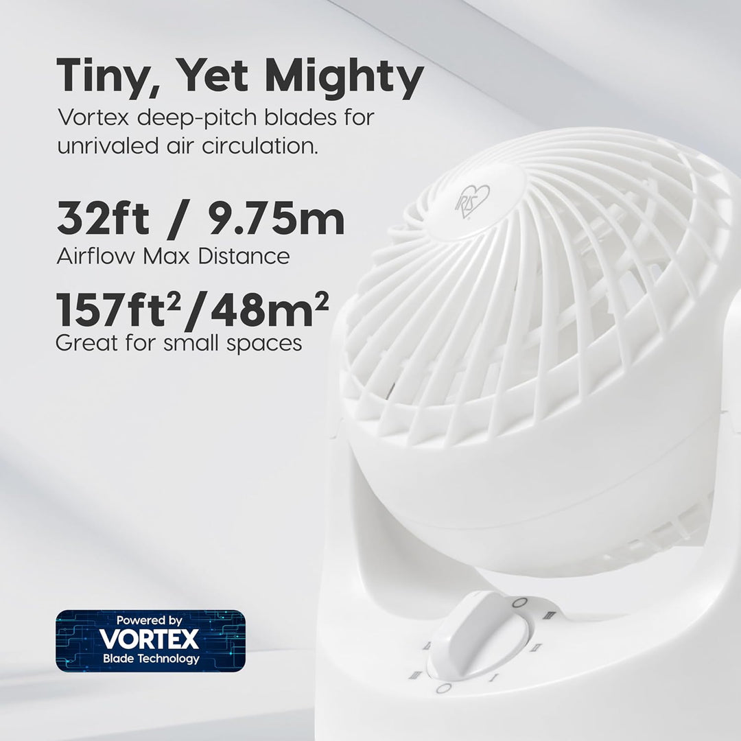 Iris Ohyama Woozoo Kleiner Ventilator, Vertikale Neigung 120°, Leise 28dB, Tragbar, 3 Geschwindigkei