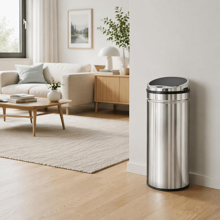 HOMCOM Sensor Mülleimer 42L mit Bewegungssensor für Küche, Büro, Silber