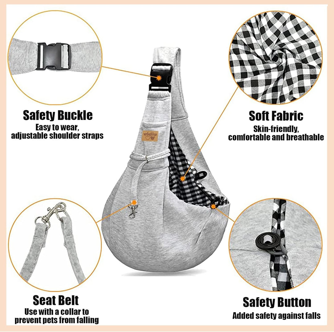 vrbabies Hundetrage für kleine Hunde, freihändig, atmungsaktiv, wendbar, verstellbar, aus Baumwolle,