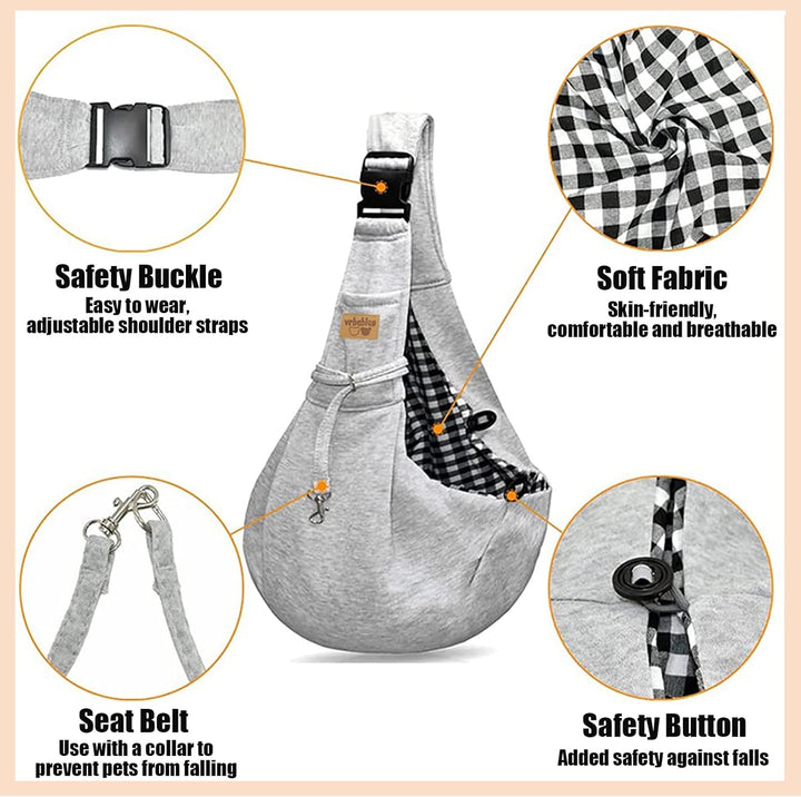 vrbabies Hundetrage für kleine Hunde, freihändig, atmungsaktiv, wendbar, verstellbar, aus Baumwolle,
