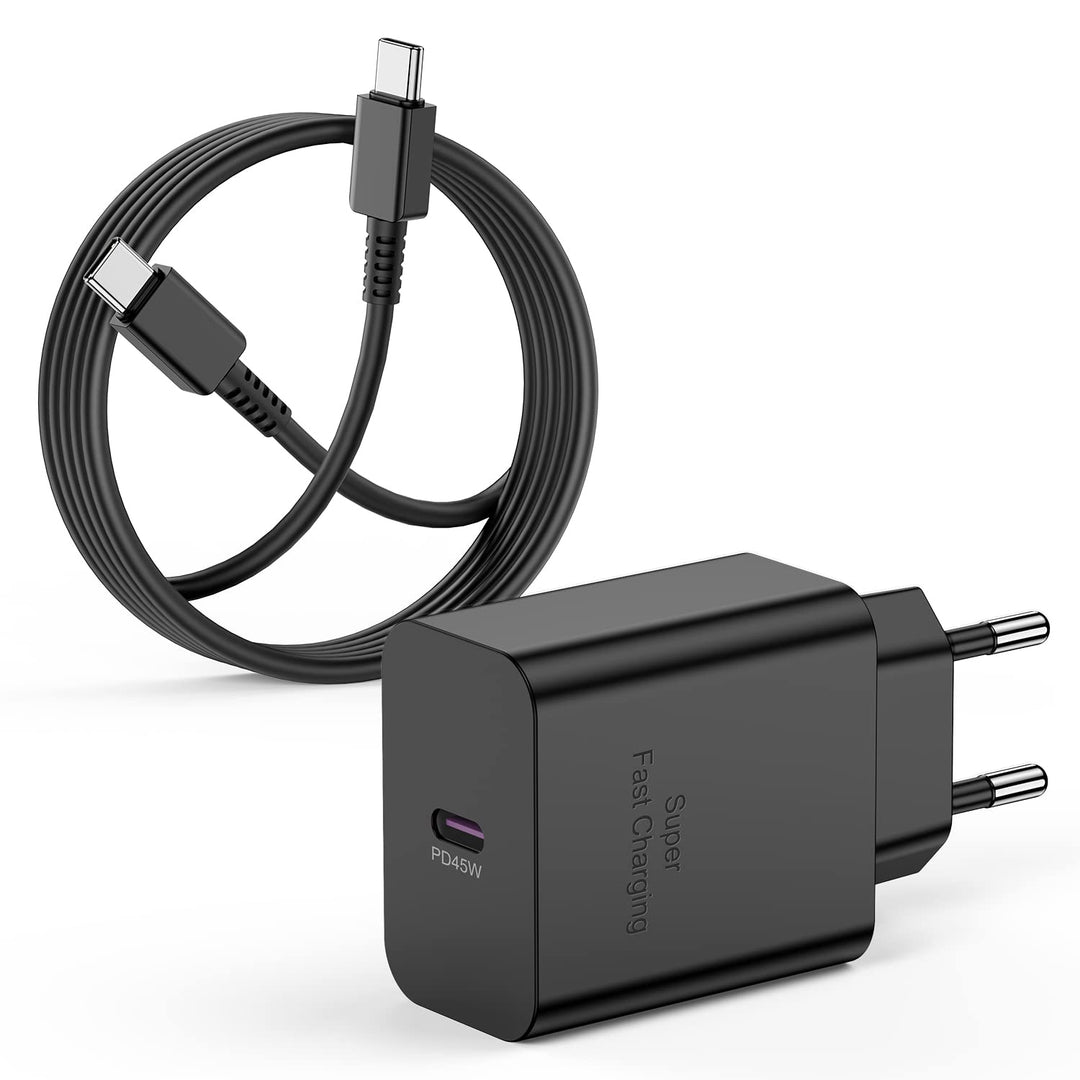 45W USB C Ladegerät für Samsung S25, Schnellladegerät mit Typ-C Ladekabel 2M, Fast Charger Adapter N
