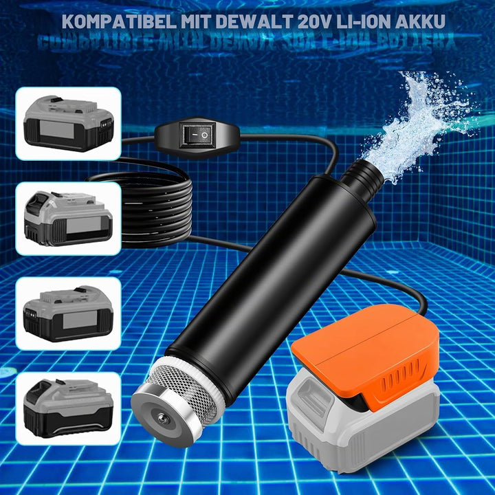 Wasserpumpe für Dewalt 18V Akku, 500GPH Tauchpumpe Schmutzwasserpumpe Saugpumpe Absaugpumpe Flachwas