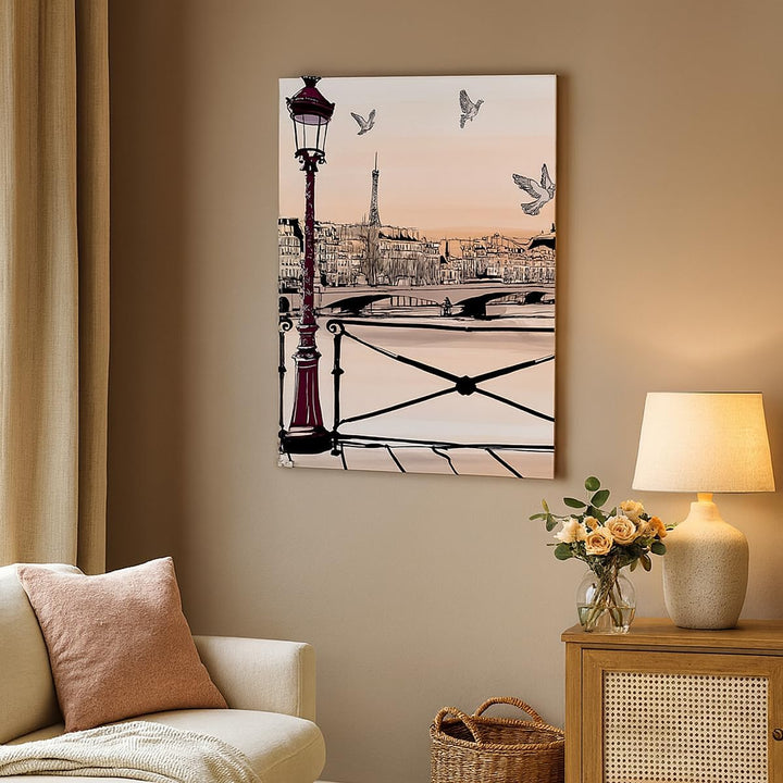 Bilder auf Leinwand 55x100cm Leinwandbild mit Rahmen frankreich Taube Grafiken Illustration Gross Wa