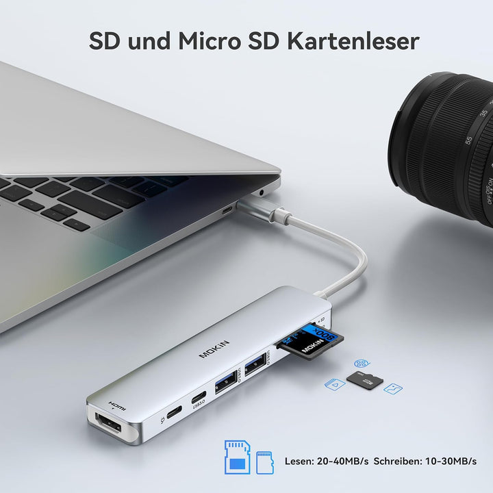 USB C Hub, USB C Multiport Adapter für MacBook Pro/Air, 7 in 1 MacBook Adapter USB C auf HDMI Hub, 2