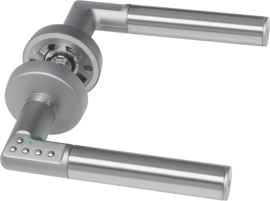 ASSA ABLOY digitaler Türbeschlag Code Handle DIN Rechts - Zimmertürbeschlag mit PIN-Code - Silber