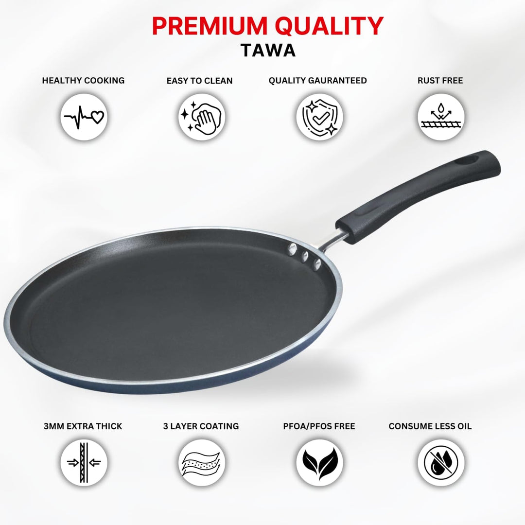Vinod sein Zest- und flach Dosa Tawa/Grillpfanne, 25,4 cm schwarz 10", 10"