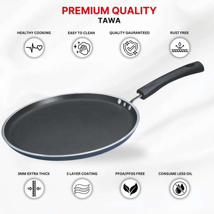 Vinod sein Zest- und flach Dosa Tawa/Grillpfanne, 25,4 cm schwarz 10", 10"