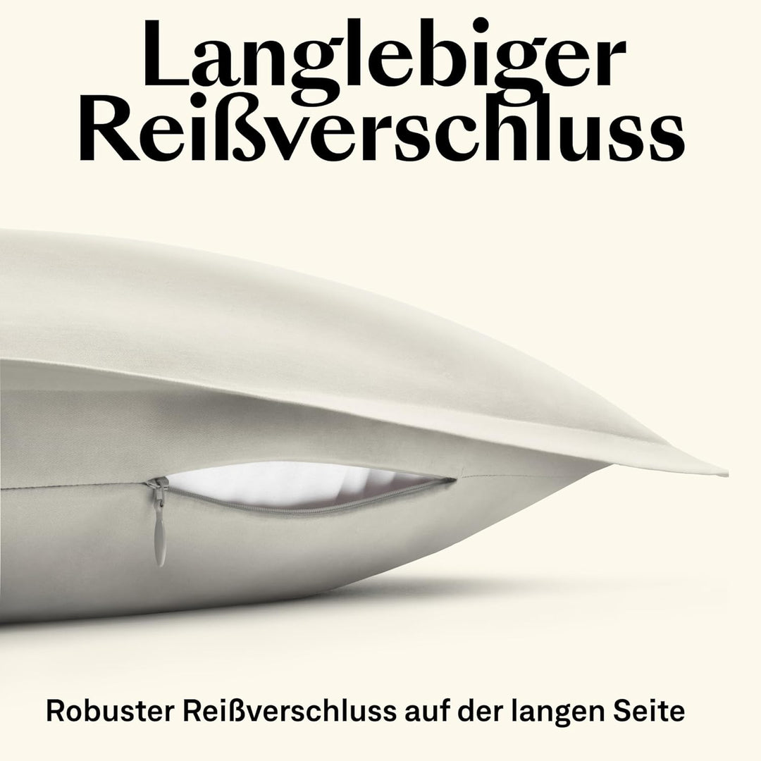 Amqua Mako Satin Kissenbezug 2er Set Kissenbezüge 40x80 cm, 100% ägyptische Baumwolle (Zertifiziert)