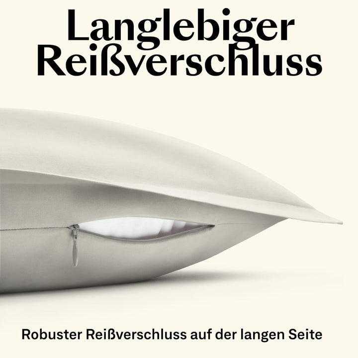 Amqua Mako Satin Bettwäsche Set 200x220cm + 40x80cm (2X Kissenbezüge), 100% ägyptische Baumwolle (Ze