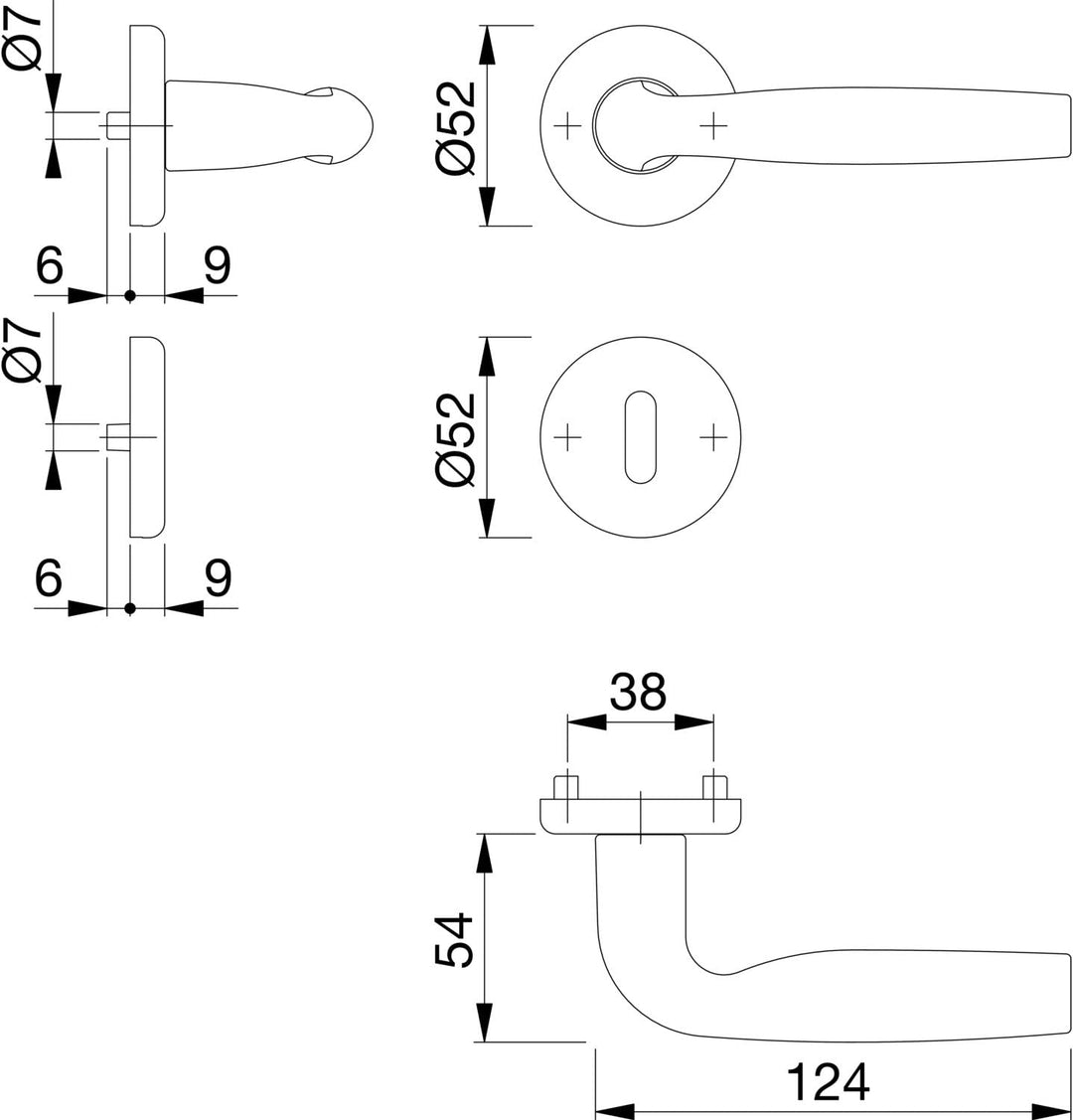 HOPPE 10756910 Drückergerät Milos auf BB, 39-47, Alu/Chrom
