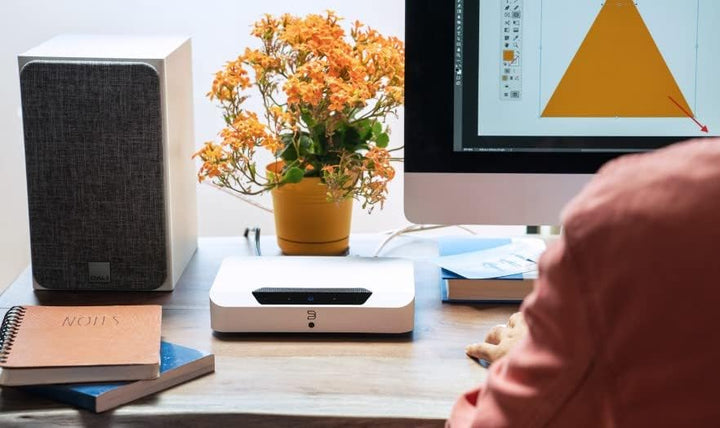 Bluesound Powernode Edge Kompakter Kabelloser Hochauflösender Multiroom Musik-Streamer - Weiss White