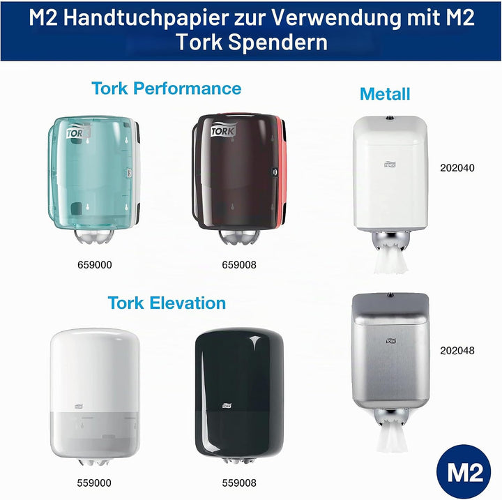Tork Mehrzweck-Papierwischtücher mit Innenabrollung Weiss M2, Hand- und Oberflächenreinigung, 2 × 27