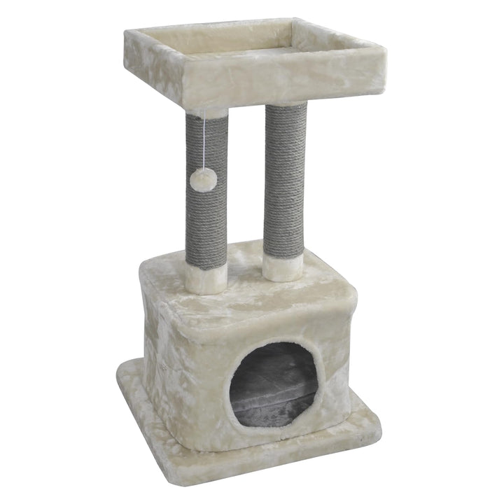 JACK AND VANILLA, Eleganter Kratzbaum für Katzen, modernes Design in Creme und Grau, multifunktional