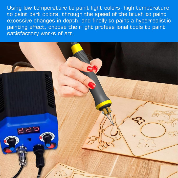 Doppelstift Brandmalerei Brennpeter für holz mit Digitalanzeig mit 2 Stiften und 30 Tlg Drahtspitzen