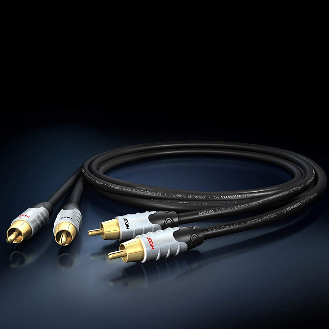 Hicon Ambience 3m Stereo Audio RCA Cinch Kabel OFC 3-fach geschirmt für Stereoanlagen Verstärker und