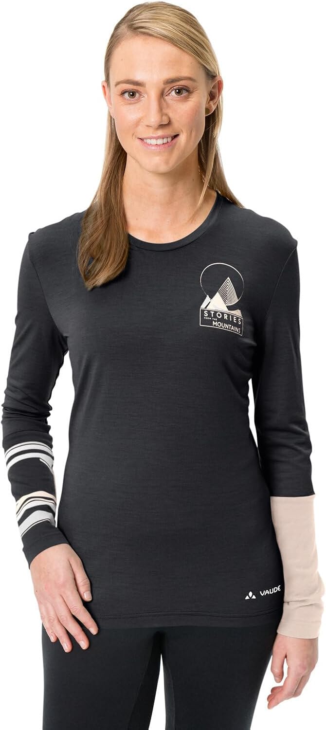 VAUDE Damen Women's Monviso Wool Ls T-Shirt T-Shirt 38 Schwarz, 38 Schwarz