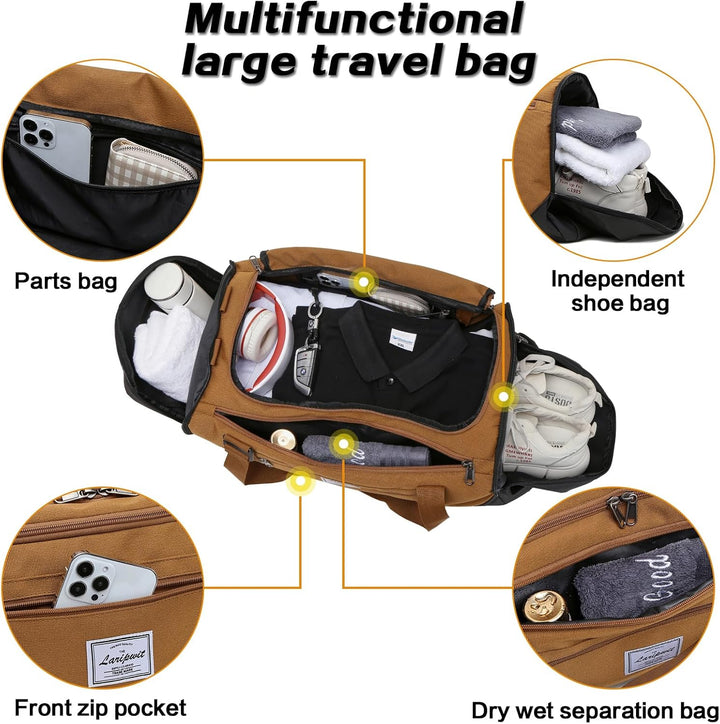 Laripwit Reisetasche Herren 40L Mittelgross Sporttasche mit Schuhfach und Nassfach Weekender Travel