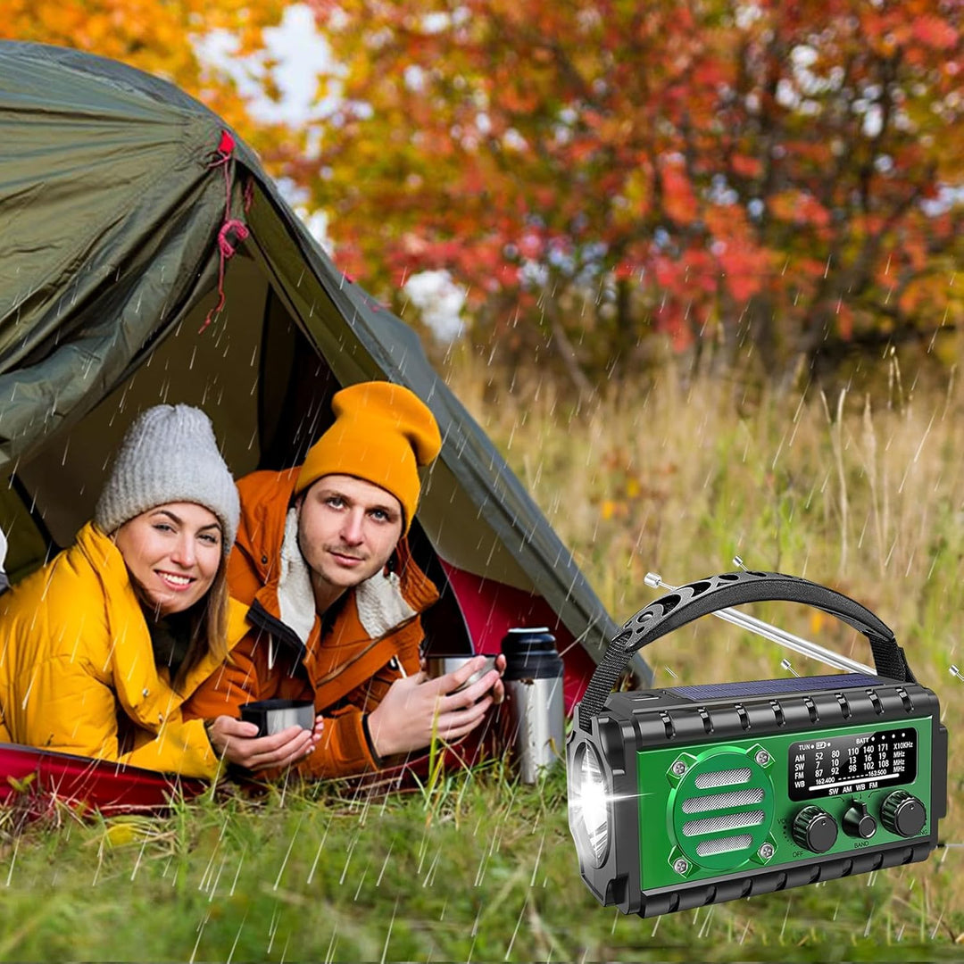 Kurbelradio, Solar Notfallradio mit 20000 mAh Powerbank, AM/FM/SW/WB Wetterradio, 4 Stromquellen, Ta