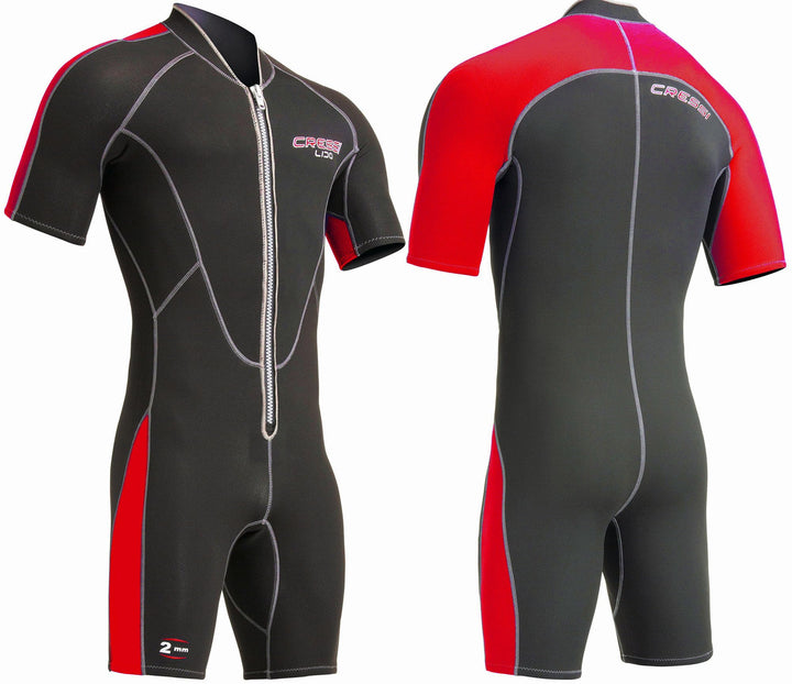 Cressi Lido Man - Shorty Neopren High Stretch 2 mm Neoprenanzug für Herren Schwarz -Rot M, Schwarz -
