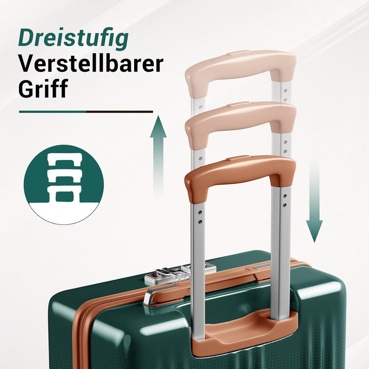 KONO Koffer Handgepäck 55x40x20 cm Hartschalen-Trolley ABS+PC Leicht, 4 Leise 360° Doppelrollen, TSA