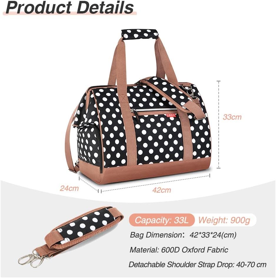 Lekesky Kleine Reisetasche Weekender Damen, Sporttasche mit Schuhfach, Grosses Öffnungsdesign, 33L f