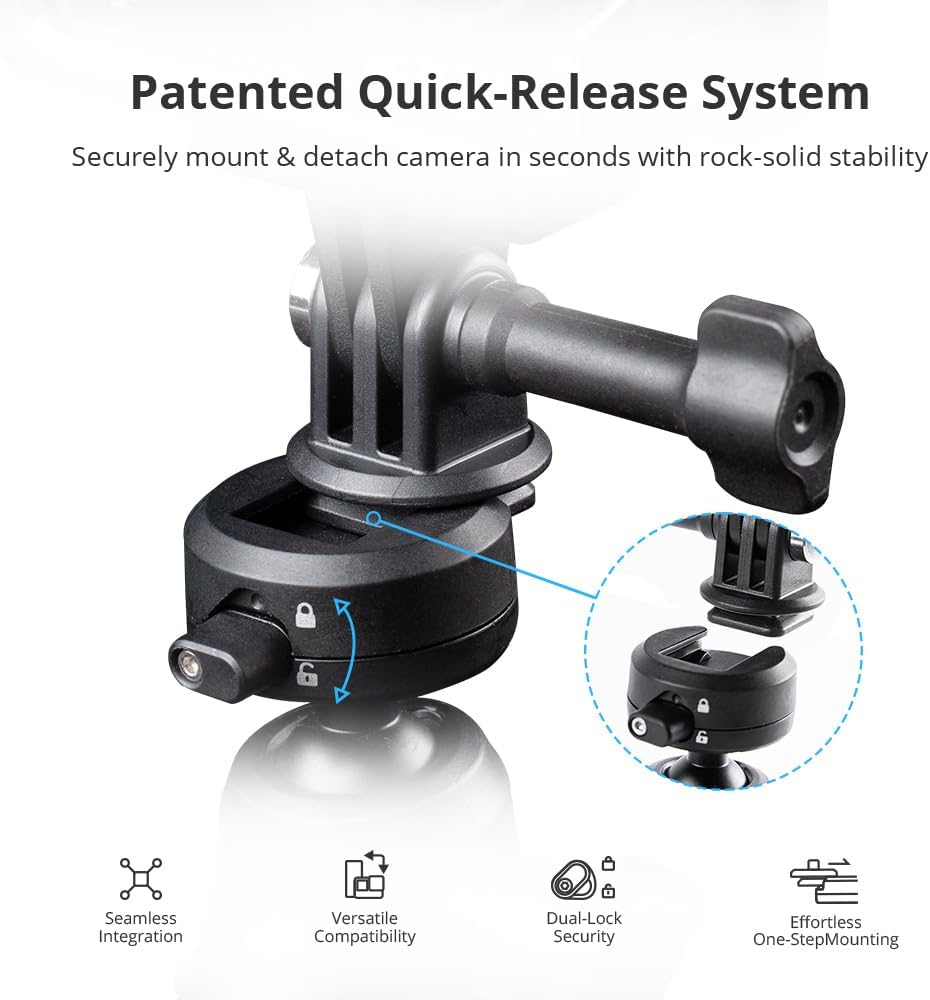 PGYTECH CapLock Fahrradlenkerhalterung für DJI OSMO Action 4/3/2, GoPro 12/11/10/9, OSMO Pocket 3/2,