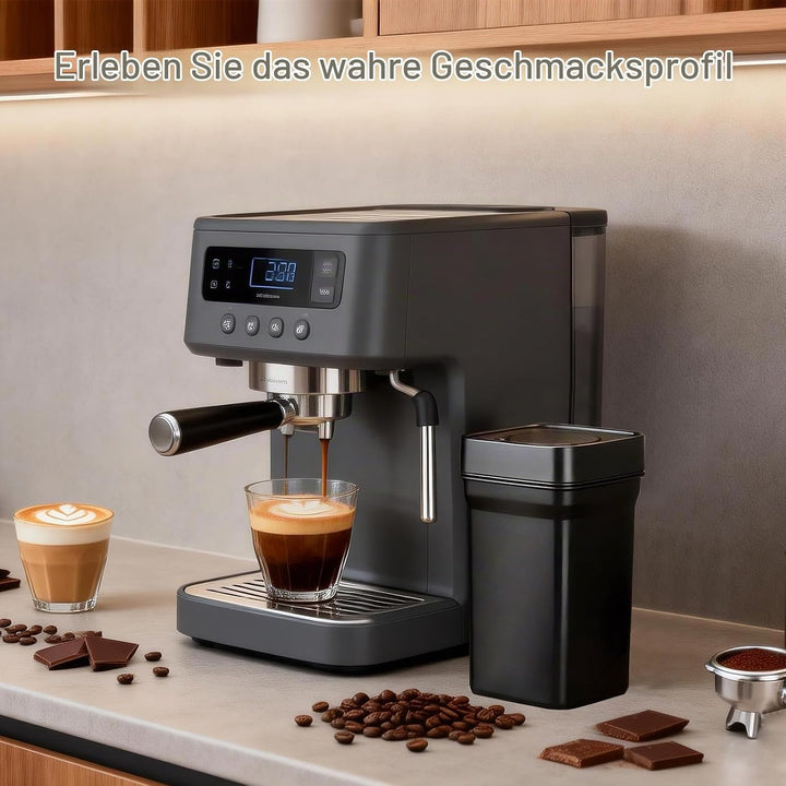 AiQInu Vakuum Kaffeedose mit Vakuumpumpe, 1.2L Edelstahl Behälter für Kaffeebohnen, Gemahlenen Kaffe
