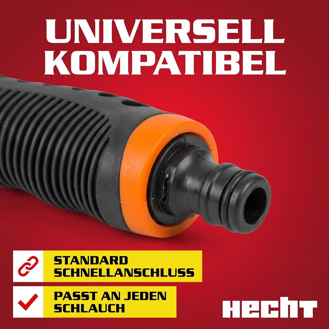 HECHT Gartenbrause mit Giessstab aus Metall, 67 cm, 10 Sprühfunktionen & 180° Sprühkopf, für Gartens