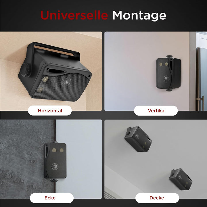 Pyle Aussenlautsprecher 3.5" Schwarz – 200W Wandlautsprecher wetterfest für Aussenbereich Marinegeei