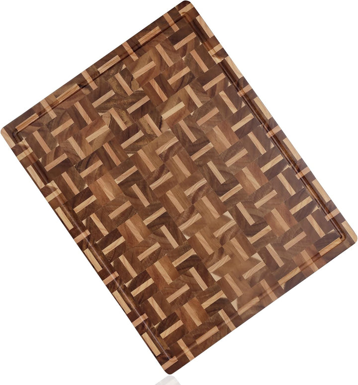 YOUSUNLONG End Grain Hackbretter - 50,8L x 40,6B x 3,8D cm - Fleischer-Block Eingebaute Saftrillen &