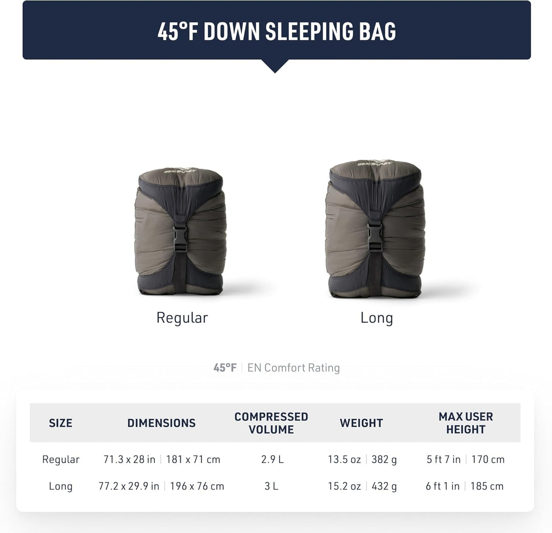 Sea to Summit Spark Ultraleichter Daunenschlafsack für Damen Long 45 Grad, Long 45 Grad