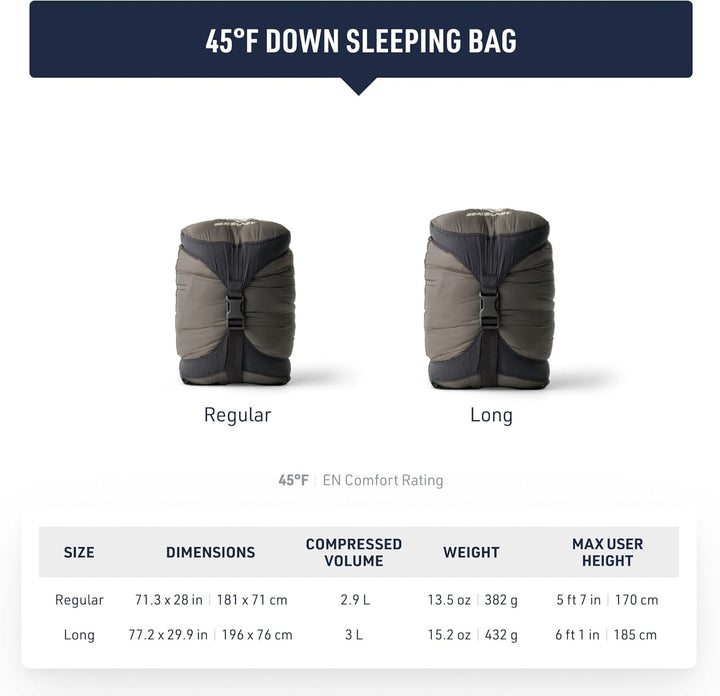 Sea to Summit Spark Ultraleichter Daunenschlafsack für Damen Long 45 Grad, Long 45 Grad